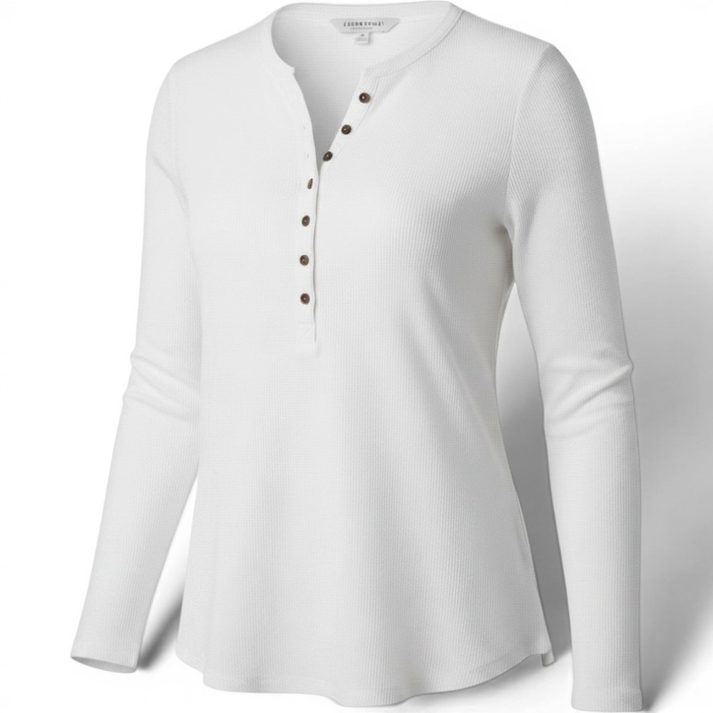 Liverpool Los Angeles Cream Ribbed Henley Top Long Sleeve LM8529K40 Womens M